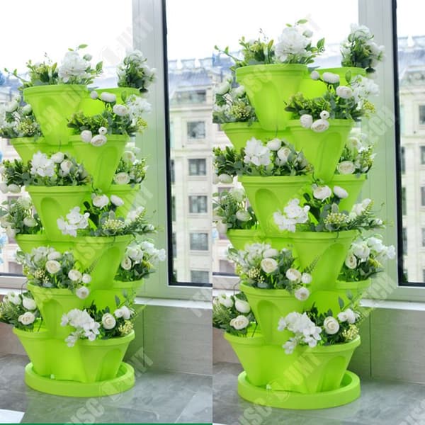 TD® Blomkrukor flerlagers tredimensionella planteringslådor jordgubbskrukor balkongblomkrukor plastkrukor