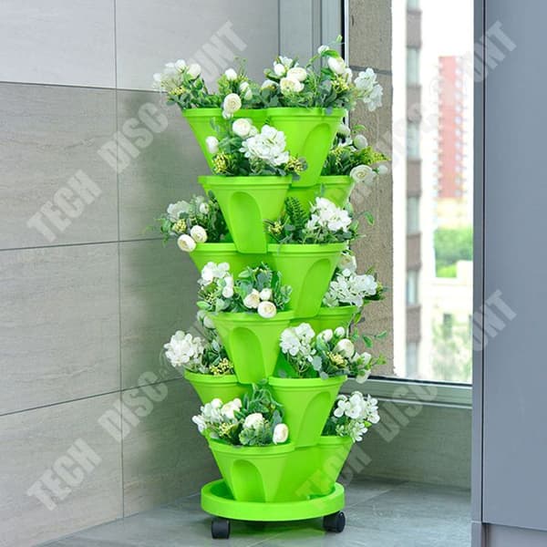 TD® Blomkrukor flerlagers tredimensionella planteringslådor jordgubbskrukor balkongblomkrukor plastkrukor