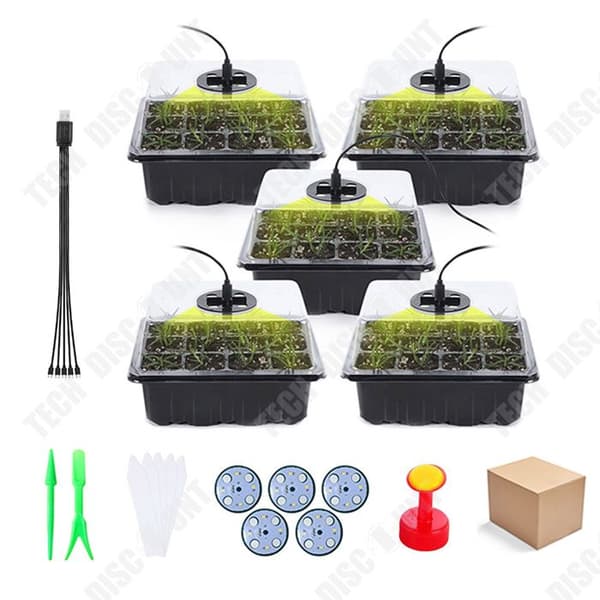 TD 5 stycken fröbricka 12 hål 6x14x18cm svart verktyg fröplantsats Fröplantskydd Växthusgroningslåda Växthusplantalåda Ki