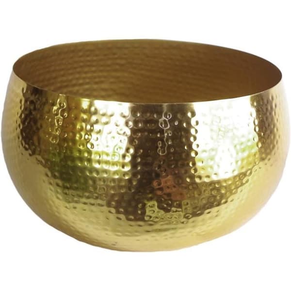 Blomkruka - Blad - Stor - Hammarslagen metall i guld - 32 cm - 20 cm - Cylindrisk