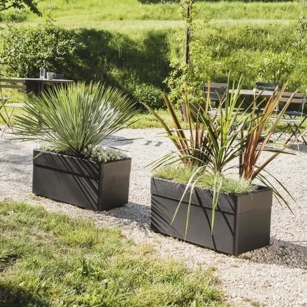 Planteringskärl - CAREL - Antracitgrå - 63 L - 78 x 39 x H.39 cm - EDA - Med hjul - Utomhus eller inomhus