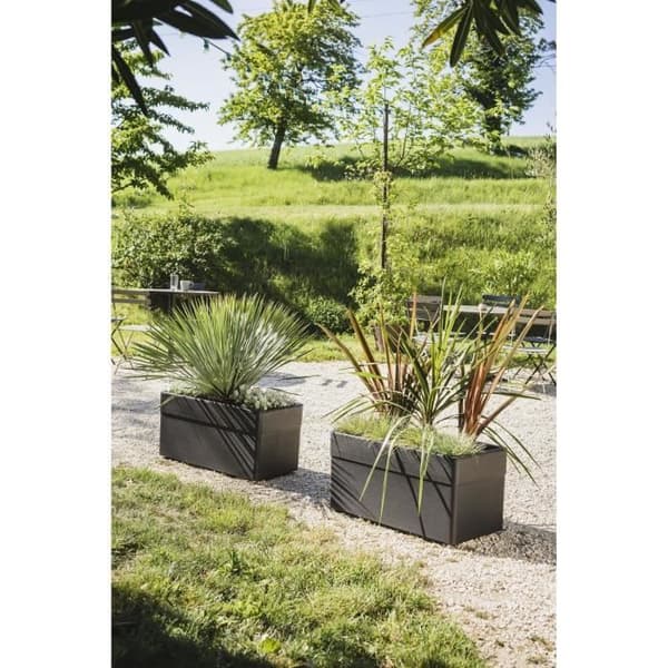 Planteringskärl - CAREL - Antracitgrå - 63 L - 78 x 39 x H.39 cm - EDA - Med hjul - Utomhus eller inomhus