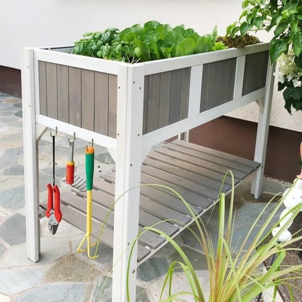 HABAU Klara Höjdodlad Jardinière VitGrå - Kapacitet 80 Liter