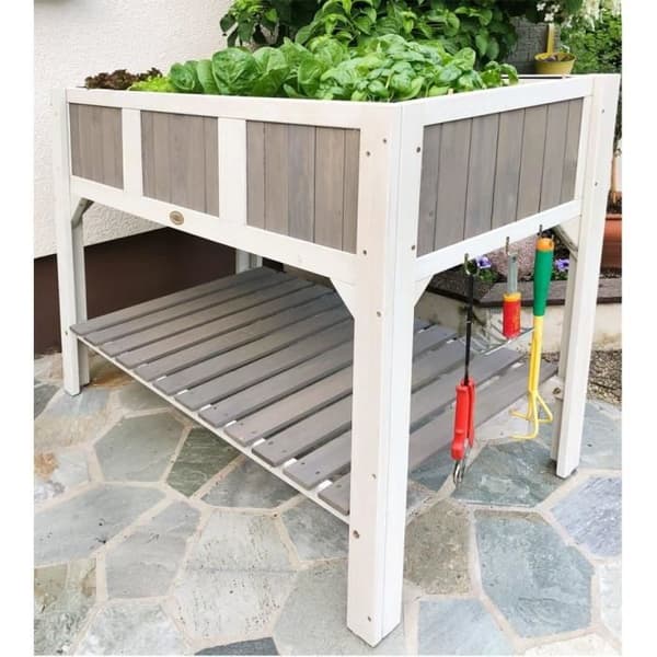 HABAU Klara Höjdodlad Jardinière VitGrå - Kapacitet 80 Liter
