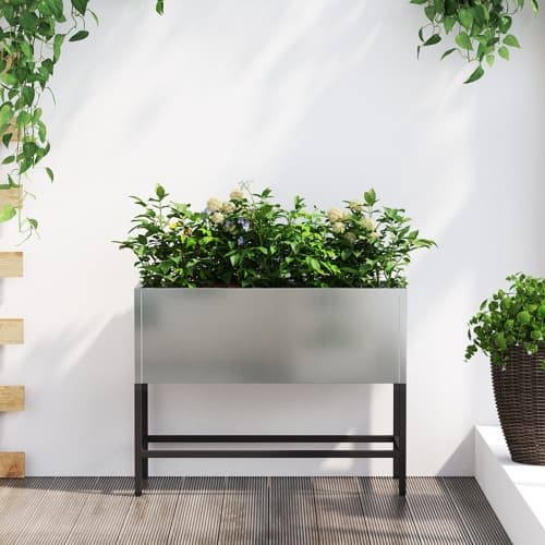Upphöjd planteringslåda för utomhus 60x26x45 cm galvanis. stål