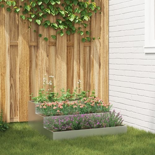 Trädgårdsplanterare 3-Tier 90x90x35 cm Galvaniserat Stål