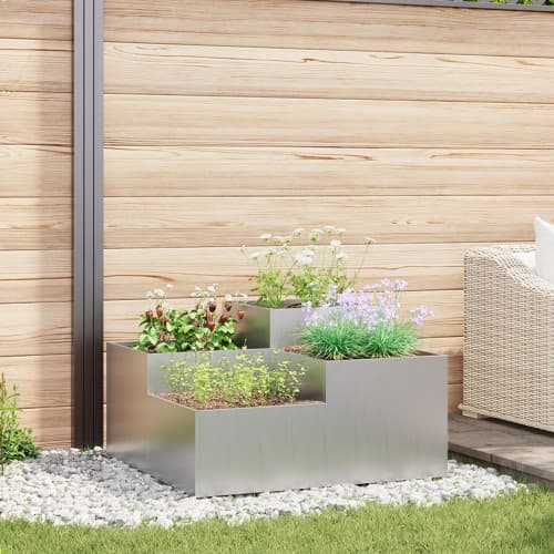 Planteringslåda för utomhusbruk 80x80x48 cm galvaniserat stål
