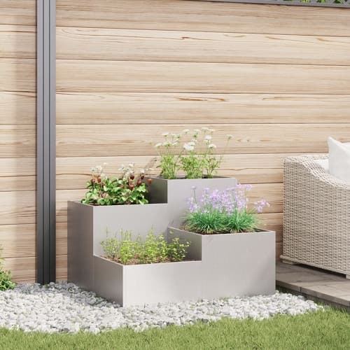 Planteringslåda för utomhusbruk 80x80x60 cm rostfritt stål