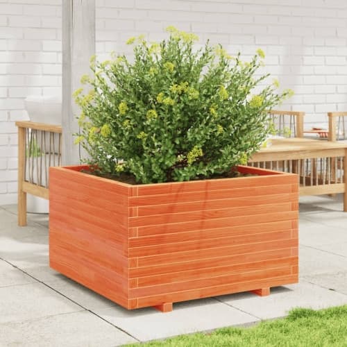 Odlingslåda vaxbrun 80x80x49,5 cm massiv furu