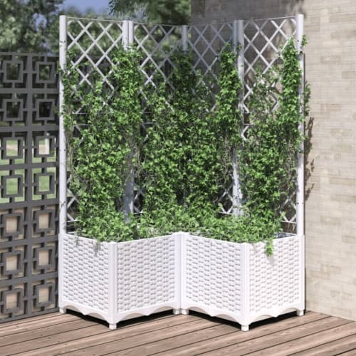 Odlingslåda med spaljé vit 80x80x136 cm PP