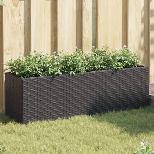 Odlingslåda med 3 krukor svart 105x30x32 cm konstrotting