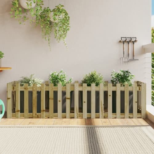 Odlingslåda med staket-design 200x50x50 cm impregnerad furu