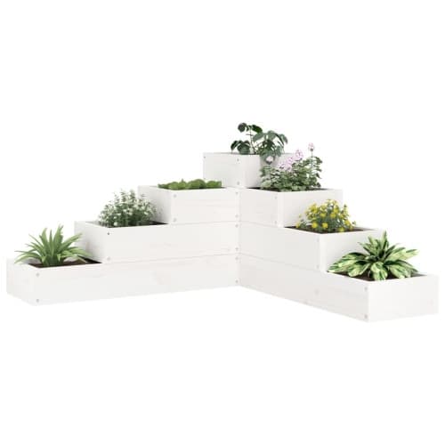 Odlingslåda 4 nivåer 80,5x79x36 cm vit massiv furu