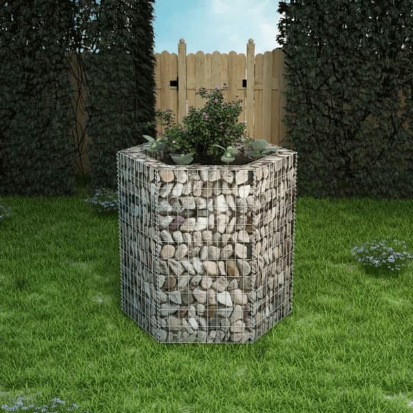 Hexagonal planteringsgabion upphöjd 100x90x100 cm