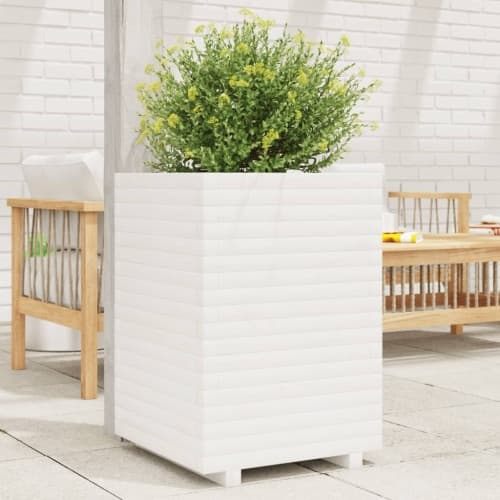 Odlingslåda 50x50x72 cm vit massiv furu