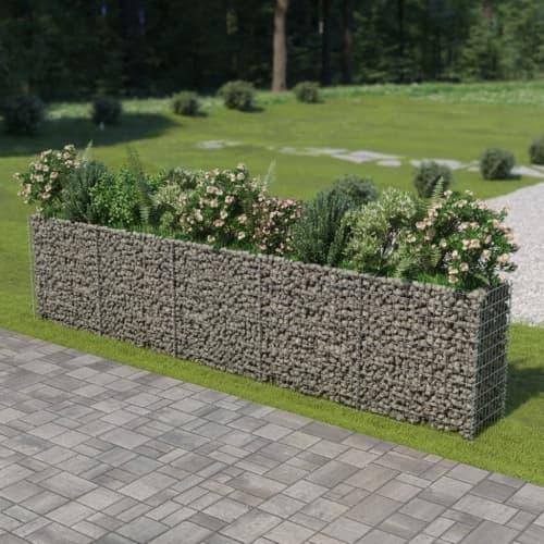 Planteringsgabion upphöjd galvaniserat stål 450x50x100 cm