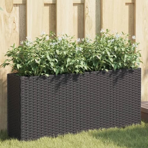 Odlingslådor med 2 krukor 2 st svart 90x20x40 cm konstrotting