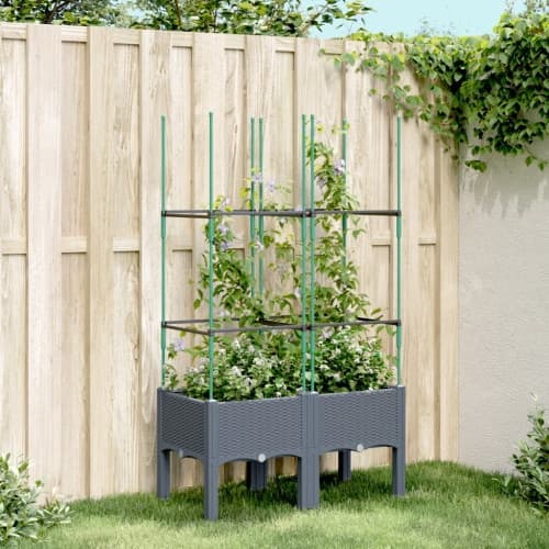 Odlingslåda med spaljé blågrå 80x40x142,5 cm PP