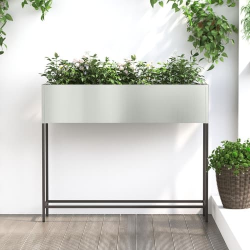 Upphöjd planteringslåda för utomhus 100x26x82 cm galvanis. stål