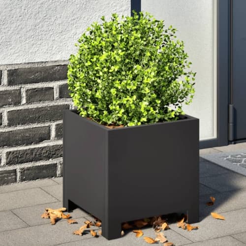 Trädgårdskrukor 2 st svart 30x30x30 cm stål