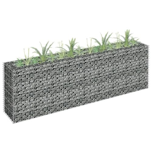 Planteringsgabion upphöjd galvaniserat stål 180x30x60 cm