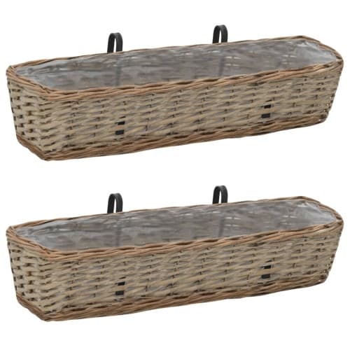 Balkonglåda 2 st korg med PE-foder 80 cm