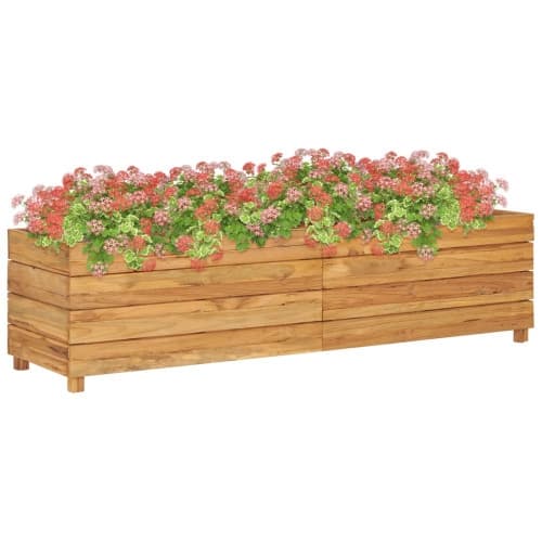Blomlåda upphöjd 150x40x38 cm återvunnet teakträ och stål