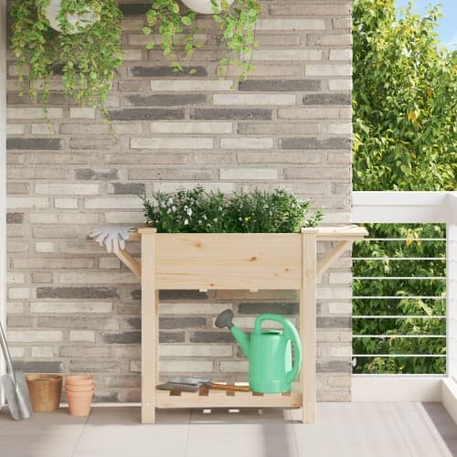 Trädgårdsplanterare med hyllor 111x37x76 cm Massivt Furu