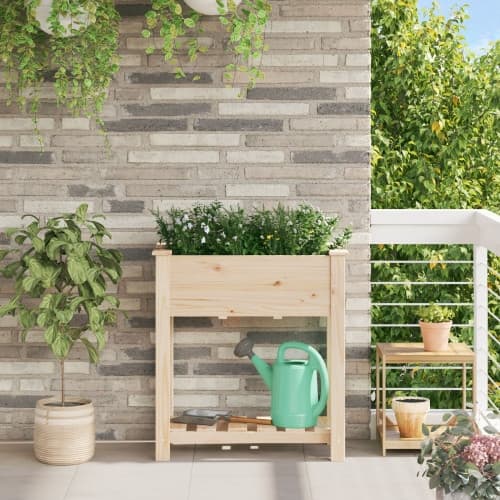 Trädgårdspall med hylla 71x37x76 cm Massivt Furu