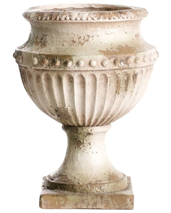 Blomsterpotte Beige MgO 42 cm Slitt finish Vintage Antikk Krukke Innendørs Utendørs