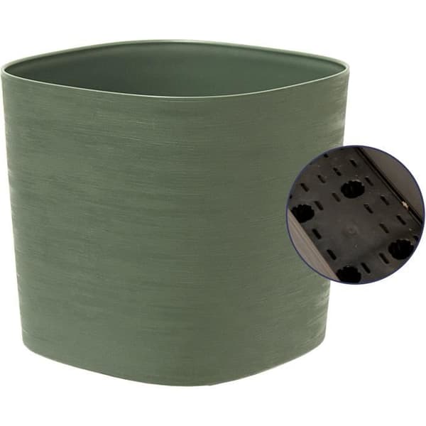 Kruka med vattenreserv - GARDEN ID Respect - Grågrön 30 x 30 cm - 100% hushållsavfall - 100% återvinningsbar - Strukturerad yta.