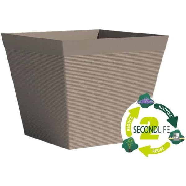 Fyrkantig kruka - GARDEN ID - Green Care Impact Taupe - 29 x 26 cm - 10 års garanti - 100 % återvunnen - UV/gelbeständig