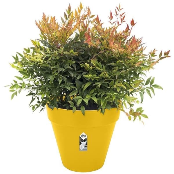 Rund blomkruka LOFT URBAN - Plast - Pierced - Reservoar - Med hjul - Ø50 - Okra