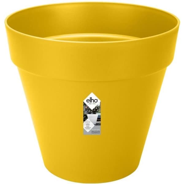 Rund blomkruka LOFT URBAN - Plast - Pierced - Reservoar - Med hjul - Ø50 - Okra