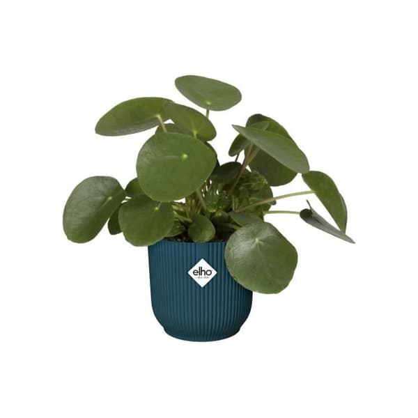 ELHO Vibes Vik Rund blomkruka Hjul 35 - Blå - Ø 35 x H 32 cm - inredning - 100% återvunnen