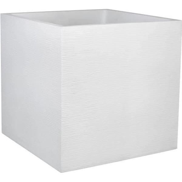 EDA PLASTIQUE Grafit fyrkantig blomlåda - 57 L - 49,5 x 49,5 x 49,5 cm - Limed vit