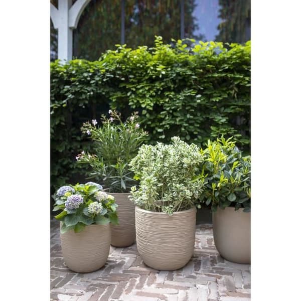 Blomkruka rund - CAPI EUROPE - WASTE RIB NL - 35 x 34 cm - Terrazzo beige