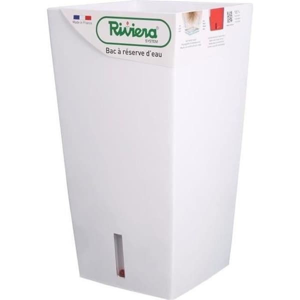 RIVIERA Eva Ny fyrkantig plastblomkruka - 28 x 28 x H 52 cm - 31 L - Vit