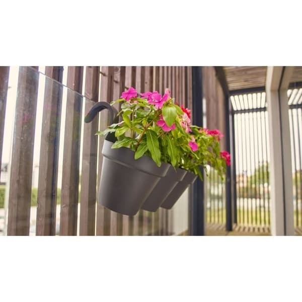 ARTEVASI Blomkruka för balkong Capri Individ - 30,5 x 54 x H 28 cm - 11 L - Antracitgrå