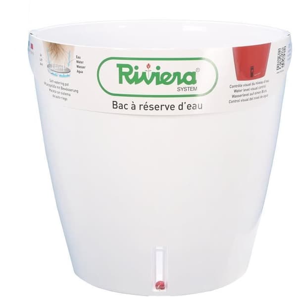 RIVIERA Eva Ny rund plastkruka - Ø 46 cm - 49 L - Vit