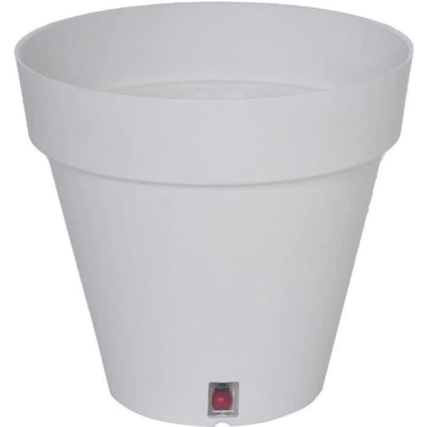 RIVIERA LOFT rund blomsterlåda - Plast - Diameter 30 cm - Vit