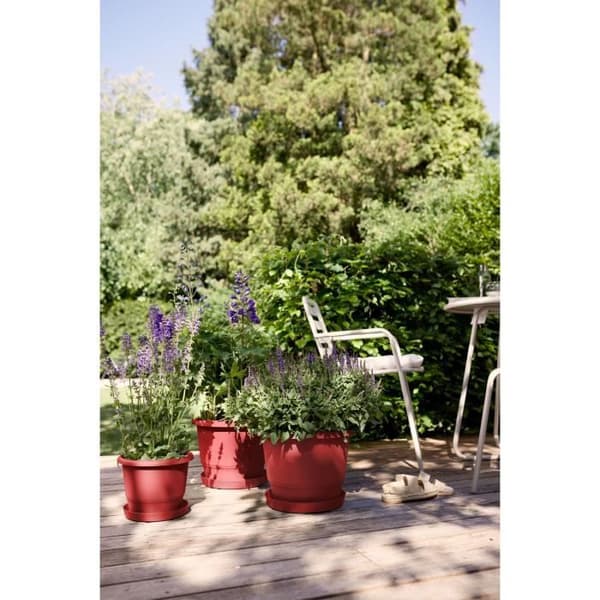 Blomkruka - ELHO - Amiga Rund 30 - Röd - L 30 x B 29.5 x H 22 cm - Utomhus - 100% återvunnen