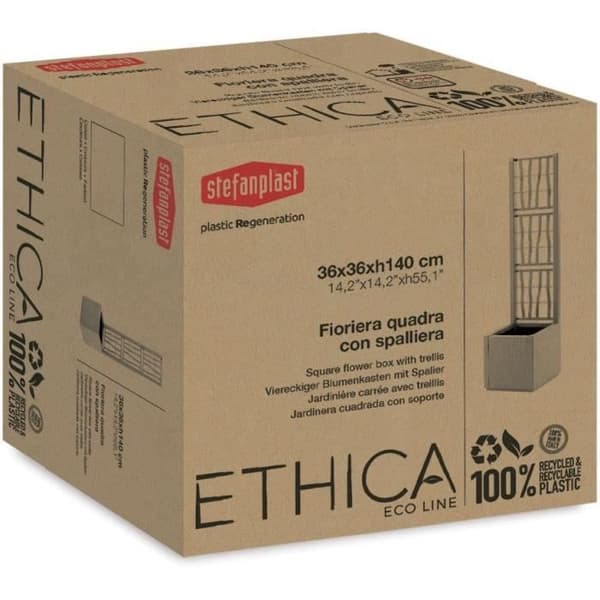 Blomlåda - ETHICA - Taupe - Fyrkantig med trellis - 38 L - STEFANPLAST