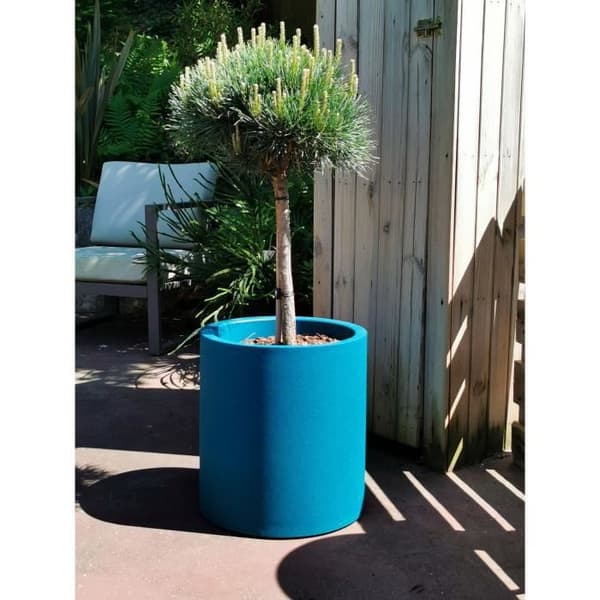 RIVIERA GRANIT rund blomlåda - Plast - Diameter 50 cm - Blå