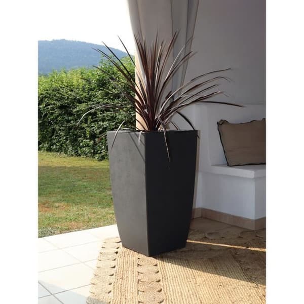 Blomlåda - DIVA BASALT - Grå antracit - Hög fyrkantig - 42 L - 43,5 x 43,5 x H.78,2 cm - EDA - Avtagbar innerskål