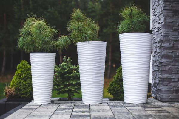 Sahara Dunes Slim 30 runde blomsterpotter | Antracit