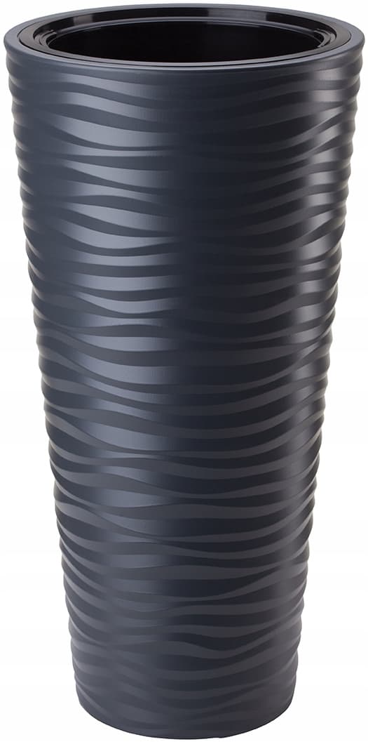 Sahara Dunes Slim 30 runde blomsterpotter | Antracit