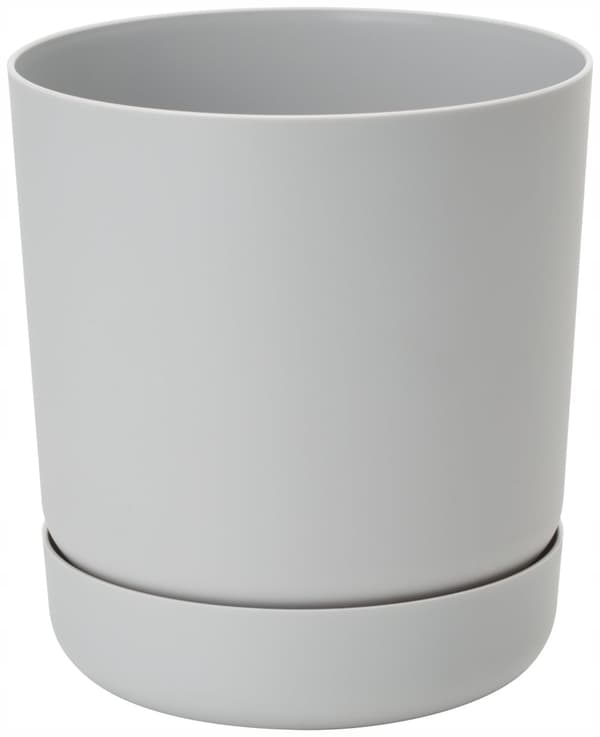 Satina 25 rund blomkruka med fat | Platina