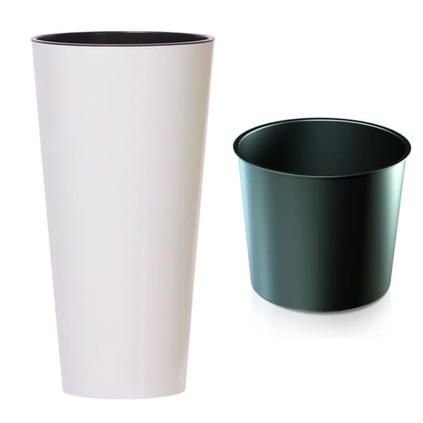 Hög blomkruka Tubus slim shine DTUS200S | Vit