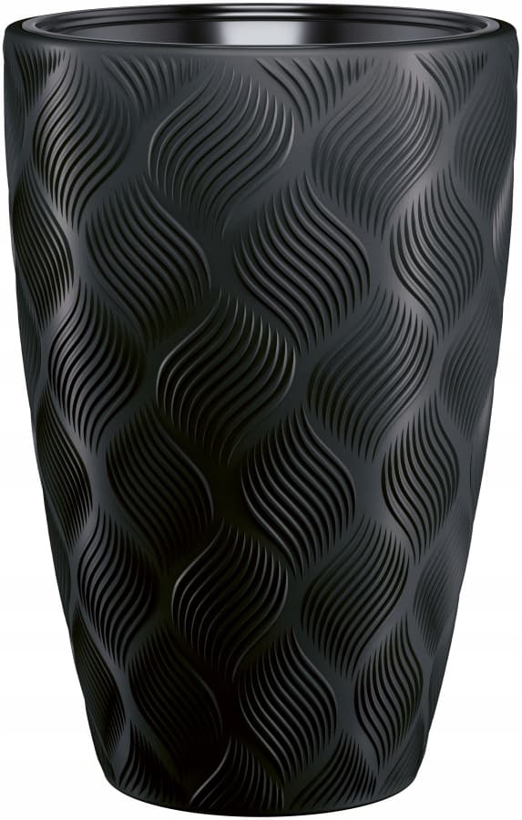 Flow Slim 30 runde blomsterpotter | Dyb sort